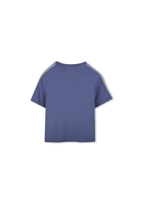 T-Shirt Blu Con Logo e Motivo Curb LANVIN ENFANT | N3021980W